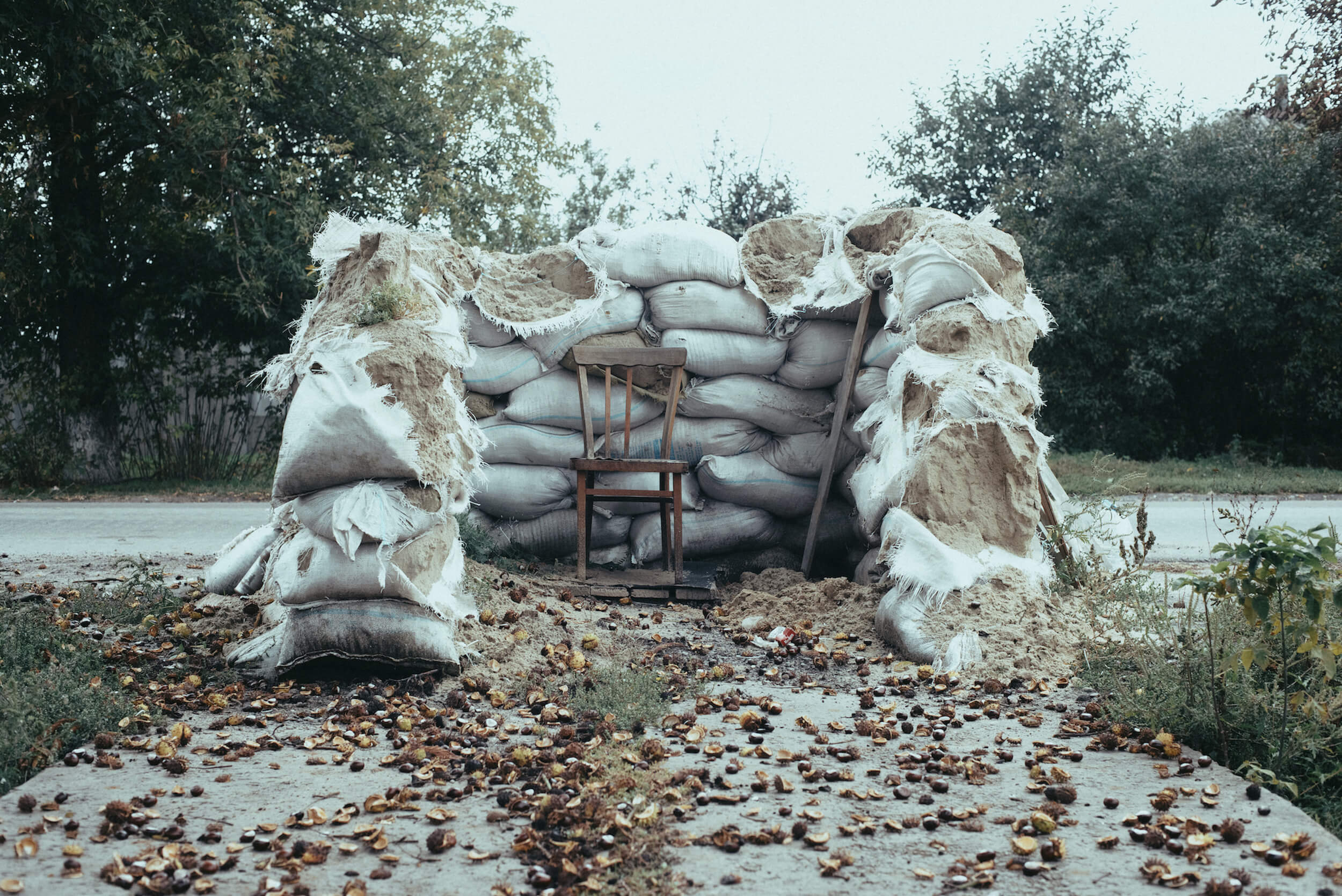 A checkpoint near the village council in the village of Borshchivka, Kharkiv region. Блокпост біля сільради, село Борщівка Харківської області